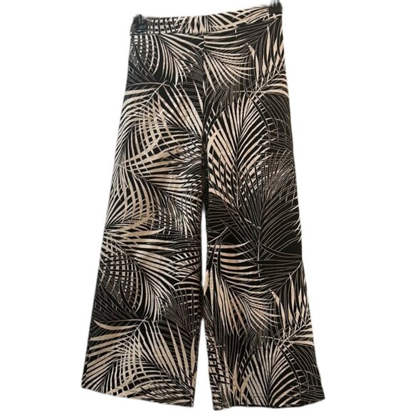 Haver & Blair Tropical Wide-Leg Pants M | Black White Linen Blend Resortwear - Picture 3 of 16